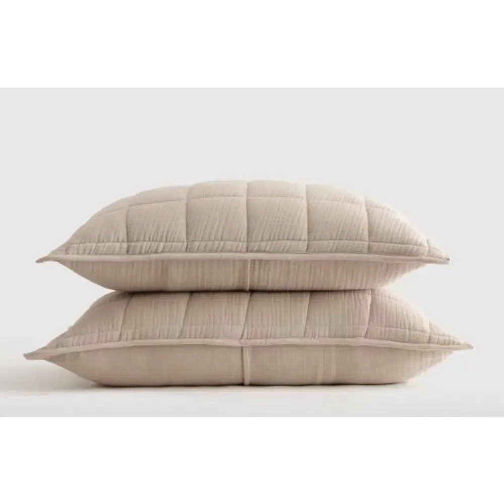 Quince Organic Airy Gauze Quilted Box Euro Pillow (one)Sham Dune # 78